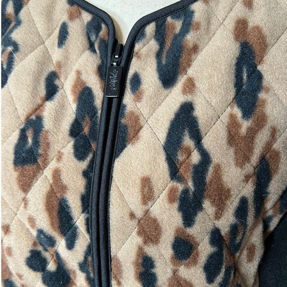 Bob Mackie Fleece Vest in Brown and Black Leopard Print Size 1X - Picture 2 of 6